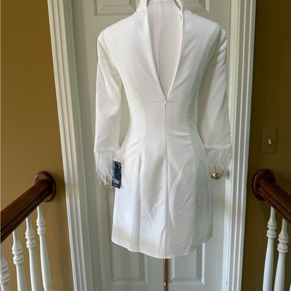 New Aidan Mattox Cream Longsleeve Mini Dress - Picture 4 of 4